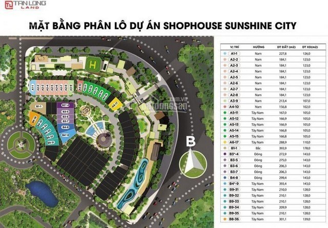 Cho thuê gấp shophouse thấp tầng Sunshine City Hà Nội, dãy A2 hướng Nam, DT 184m2 1