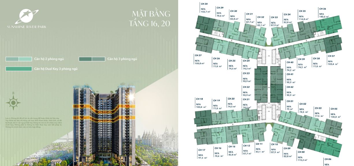 Mặt bằng thiết kế Sunshine River Park và ngôn ngữ kiến trúc phủ kính panorama đỉnh cao
