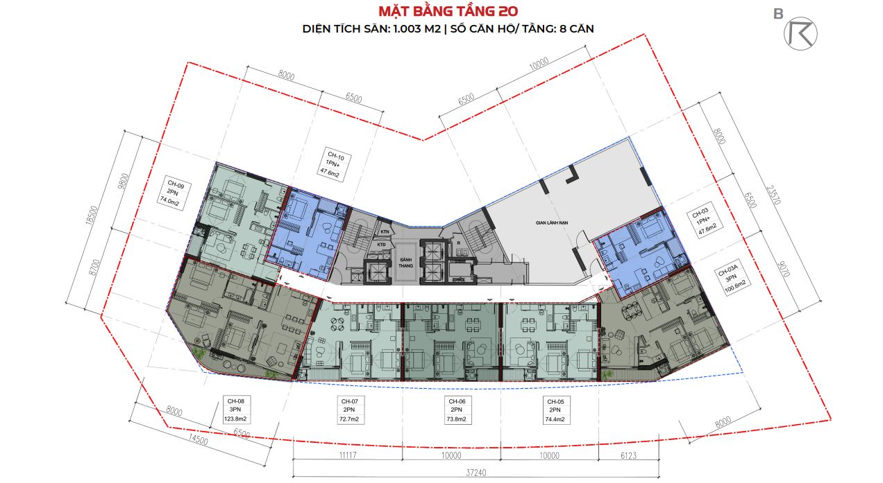 Mặt bằng thiết kế Sunshine Continental Trần Bình và ngôn ngữ kiến trúc phủ kính panorama đỉnh cao