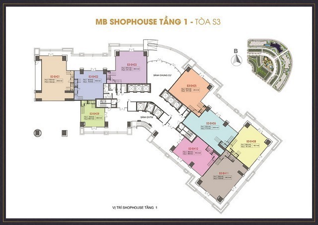 Bán shophouse khối đế tòa S3 Sunshine City Hà Nội, giá gốc CĐT, DT 239m2 gồm 2 tầng 1