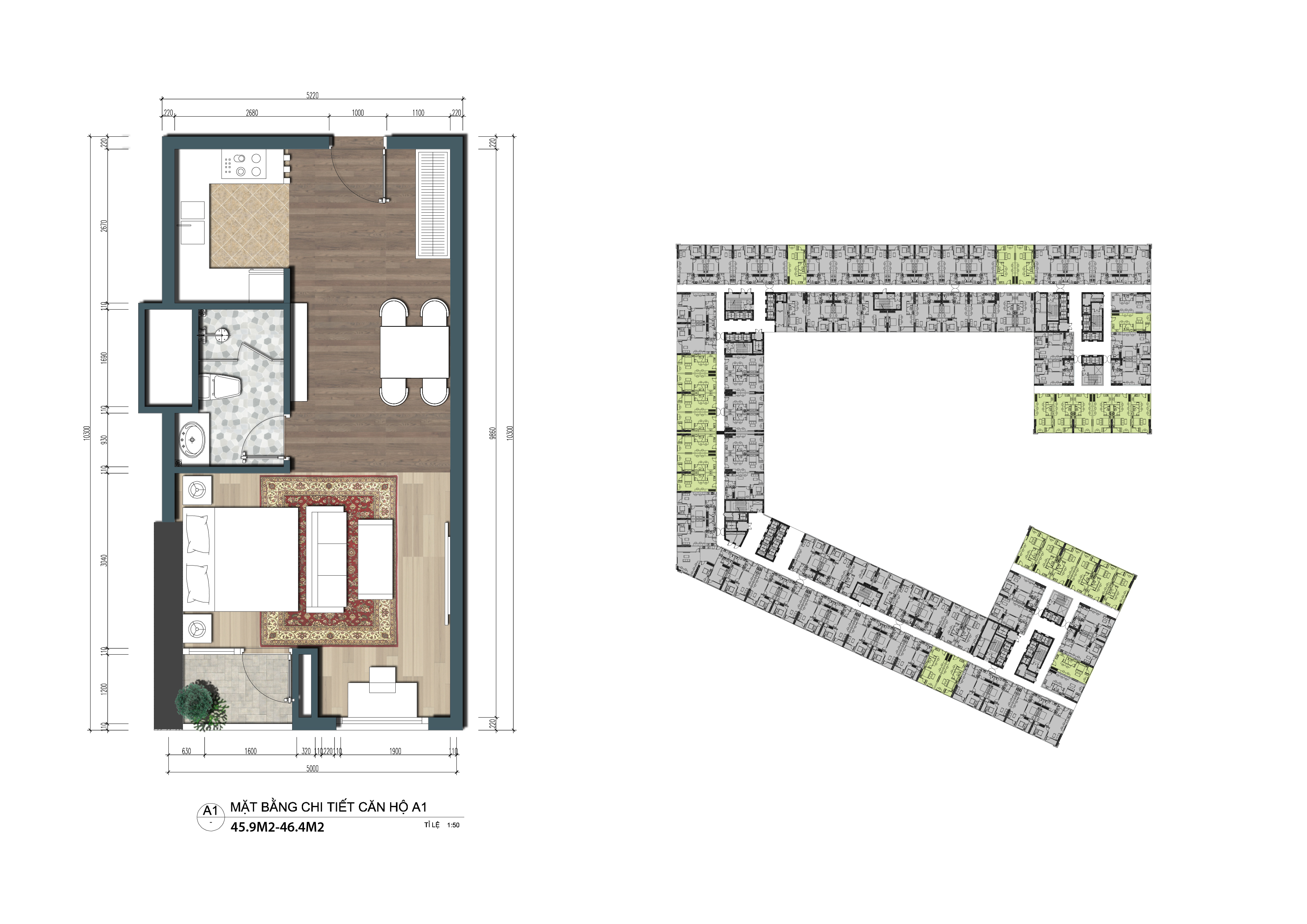 Cho thuê văn phòng Kita Capital Complex 78m2/2PN view sông Hồng