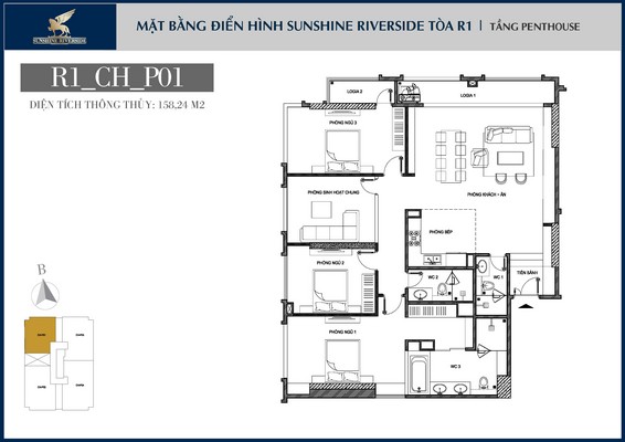 Giá siêu ưu đãi Penthouse Tòa R1 căn 01 tại dự án Sunshine Riverside, Ciputra
