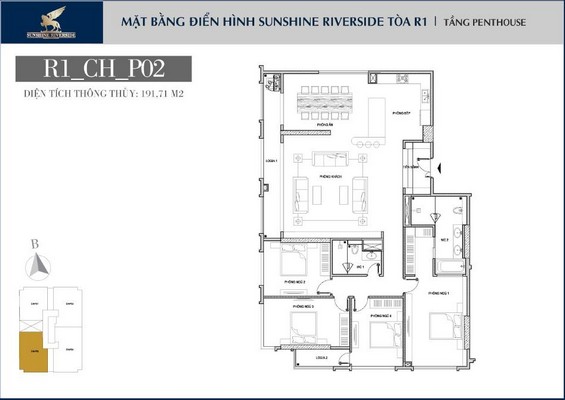 Chuyển nhượng Penthouse Sunshine Riverside R1 CH - P02 trong khu đô thị Ciputra