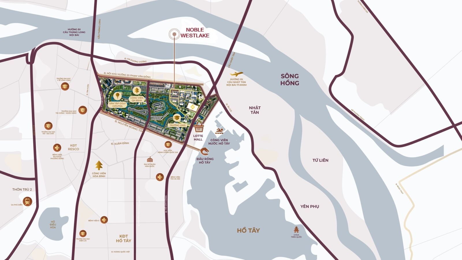Đường đến Noble West Lake Hanoi và hành trình di chuyển thuận tiện tới tâm điểm hàng hiệu