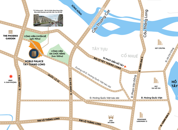 Vị trí đắc địa NoblePalace Tây Thăng Long