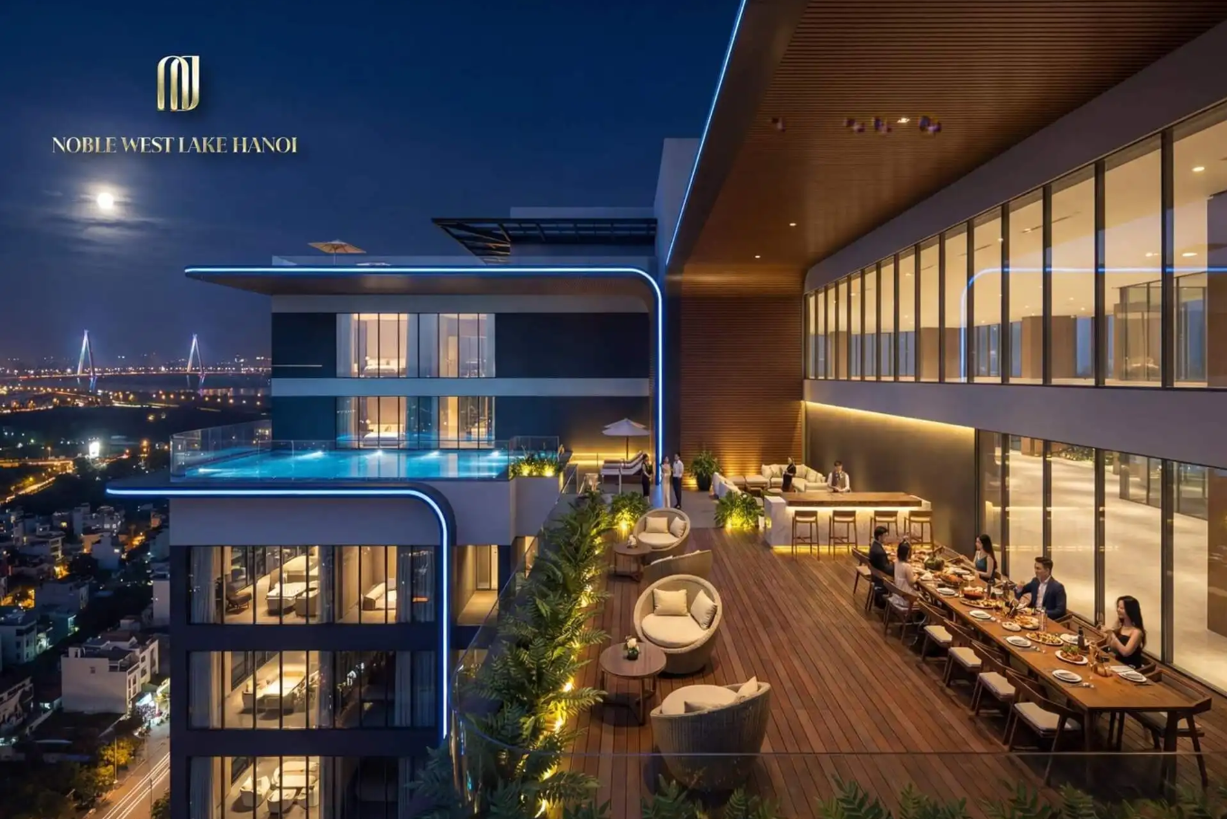 Thiết kế Noble West Lake Hanoi và ngôn ngữ kiến trúc phủ kính panorama rạng rỡ ven hồ Tây