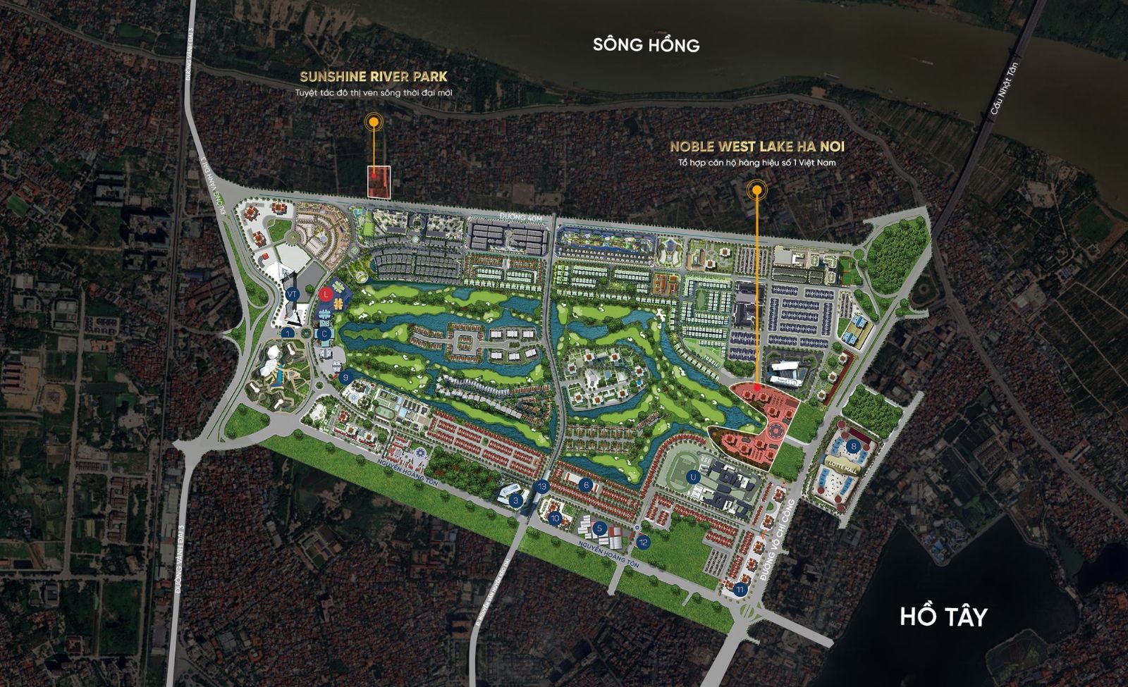 Vị trí Noble West Lake Hanoi và tọa độ kim cương tại trung tâm hành chính mới Tây Hồ Tây