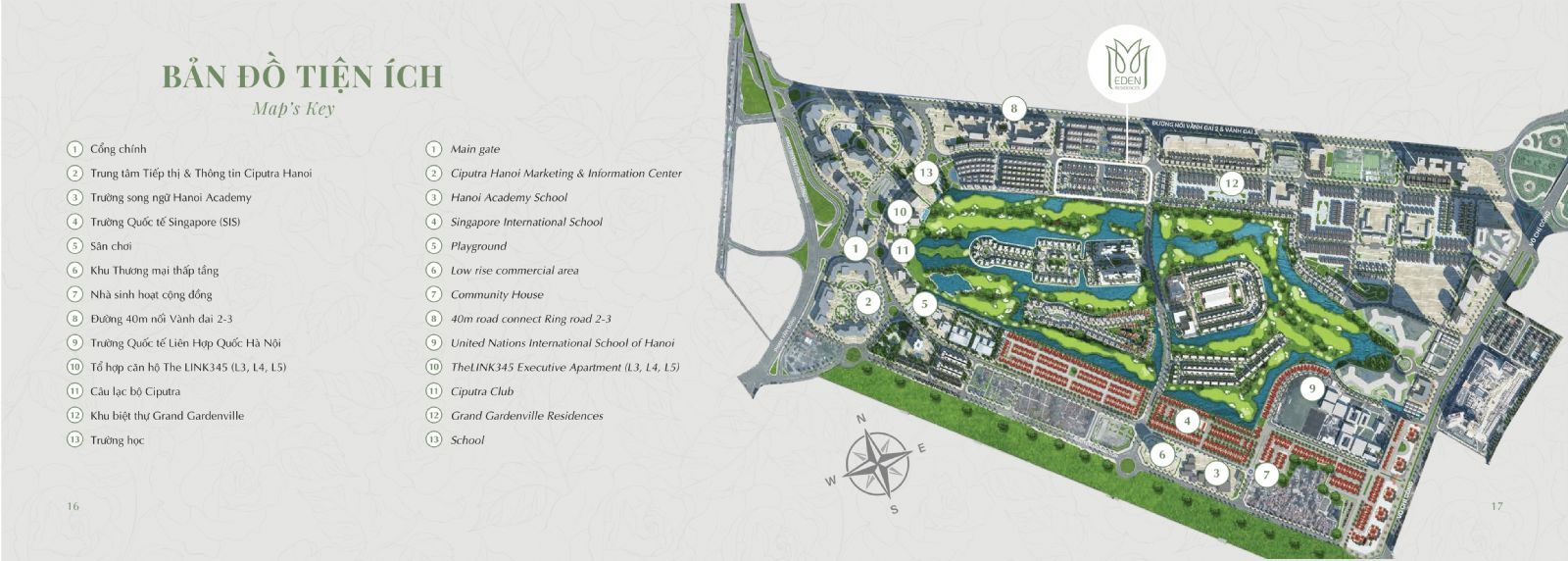 Tiện ích Eden Residences khu P Ciputra và đặc quyền thụ hưởng hệ sinh thái nghỉ dưỡng resort khép kín 5 sao